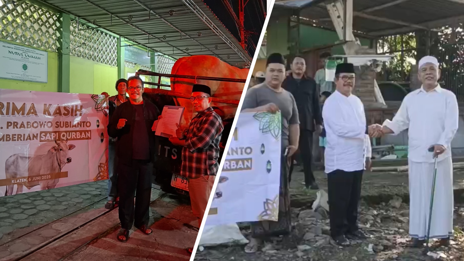 Serahkan 2 Ekor Sapi Qurban, Ketua DPC Gerindra Klaten Minta Pak Prabowo Didoakan Dua Periode