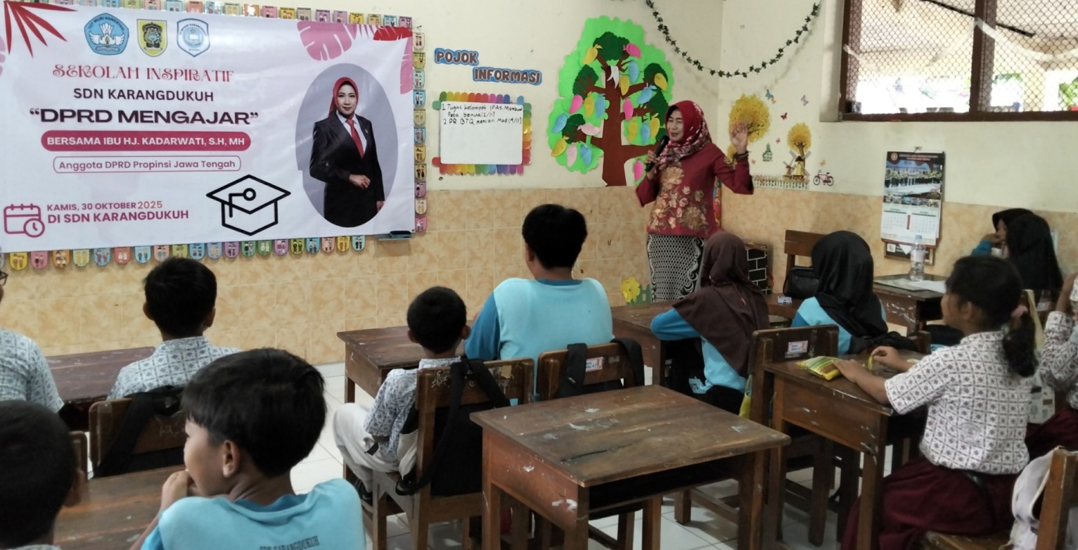 Sekolah Inspirasi, DPRD Mengajar, Kadarwati Ajak Siswa SDN Karangdukuh Stop Bullying dan Jaga NKRI