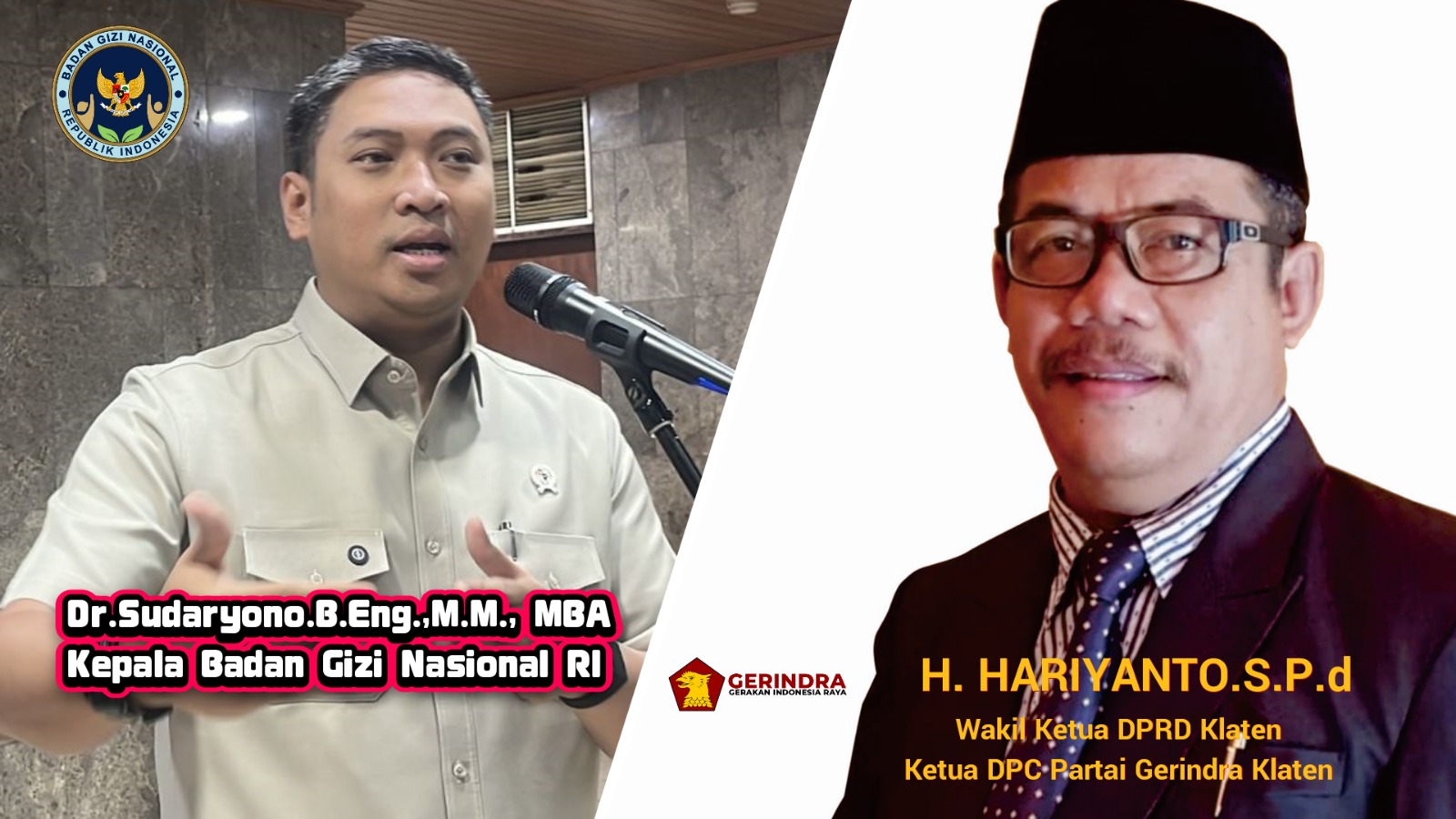 Sudaryono Ditunjuk Sebagai Kepala BGN, Wakil Ketua DPRD Klaten Hariyanto Percaya Beliau Pasti Mampu dan Amanah